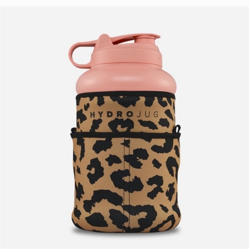 HYDROJUG Pink Water Bottle w/ Leopard Print Sleeve and Carrying Strap